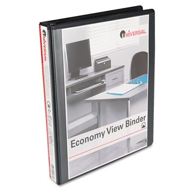 Round Ring Economy Vinyl View Binder 1in Capacity Black